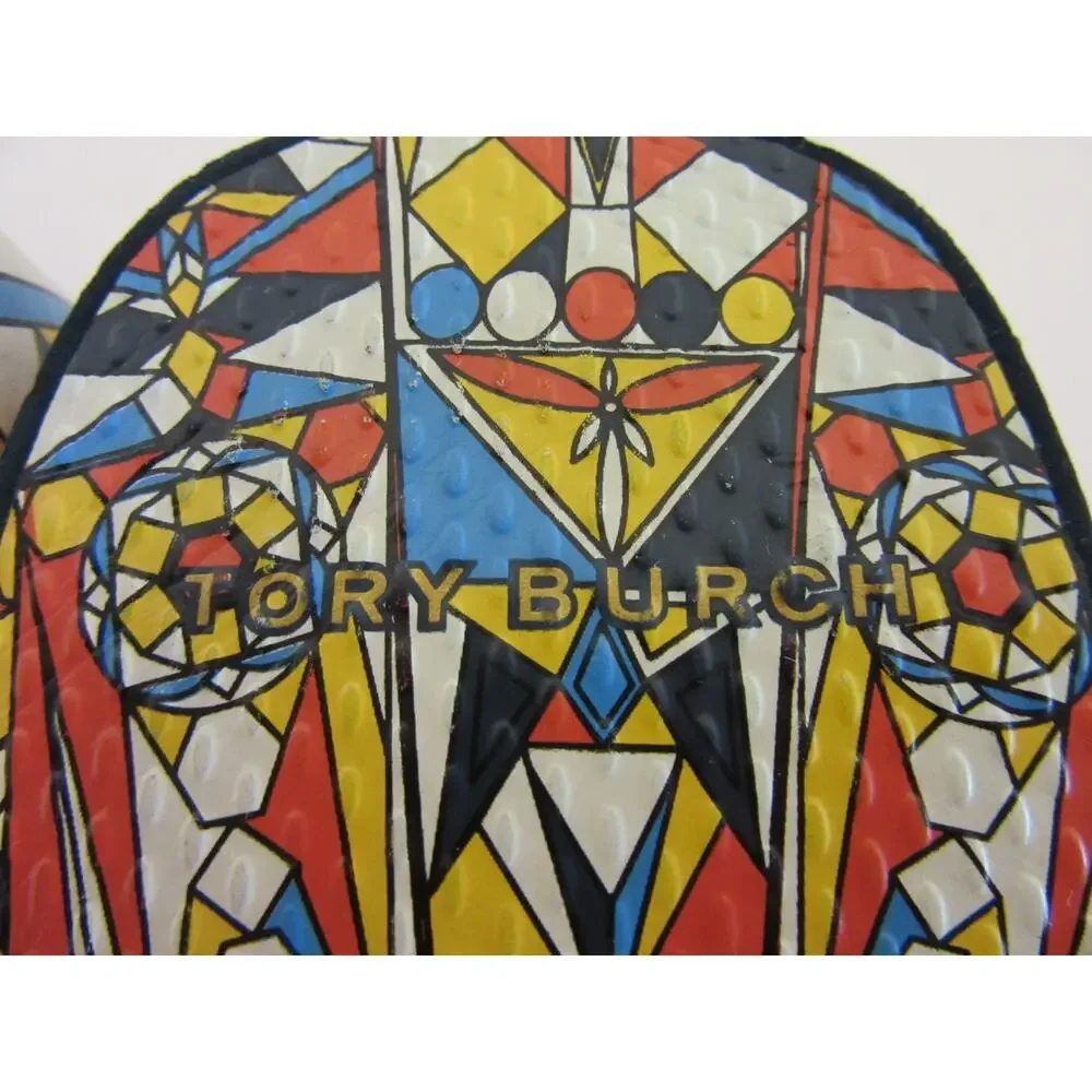 TORY BURCH Wedge Flip Flop Psychedelic Geo 6 1/2 Sandals